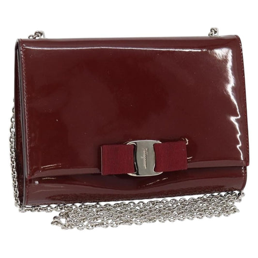 Salvatore Ferragamo Vala Chain Shoulder bag Patent leather, RED, PATENT_LEATHER, Shoulder bag