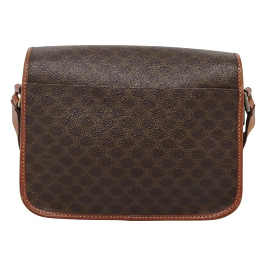 Celine Vintage Macadam Circle Logo Shoulder Bag Canvas and Leather, Brown, Canvas, Shoulder Bag