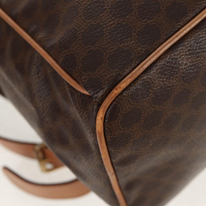 Celine Vintage Drawstring Flap Backpack Macadam Coated Canvas, BROWN, CANVAS, Backpack