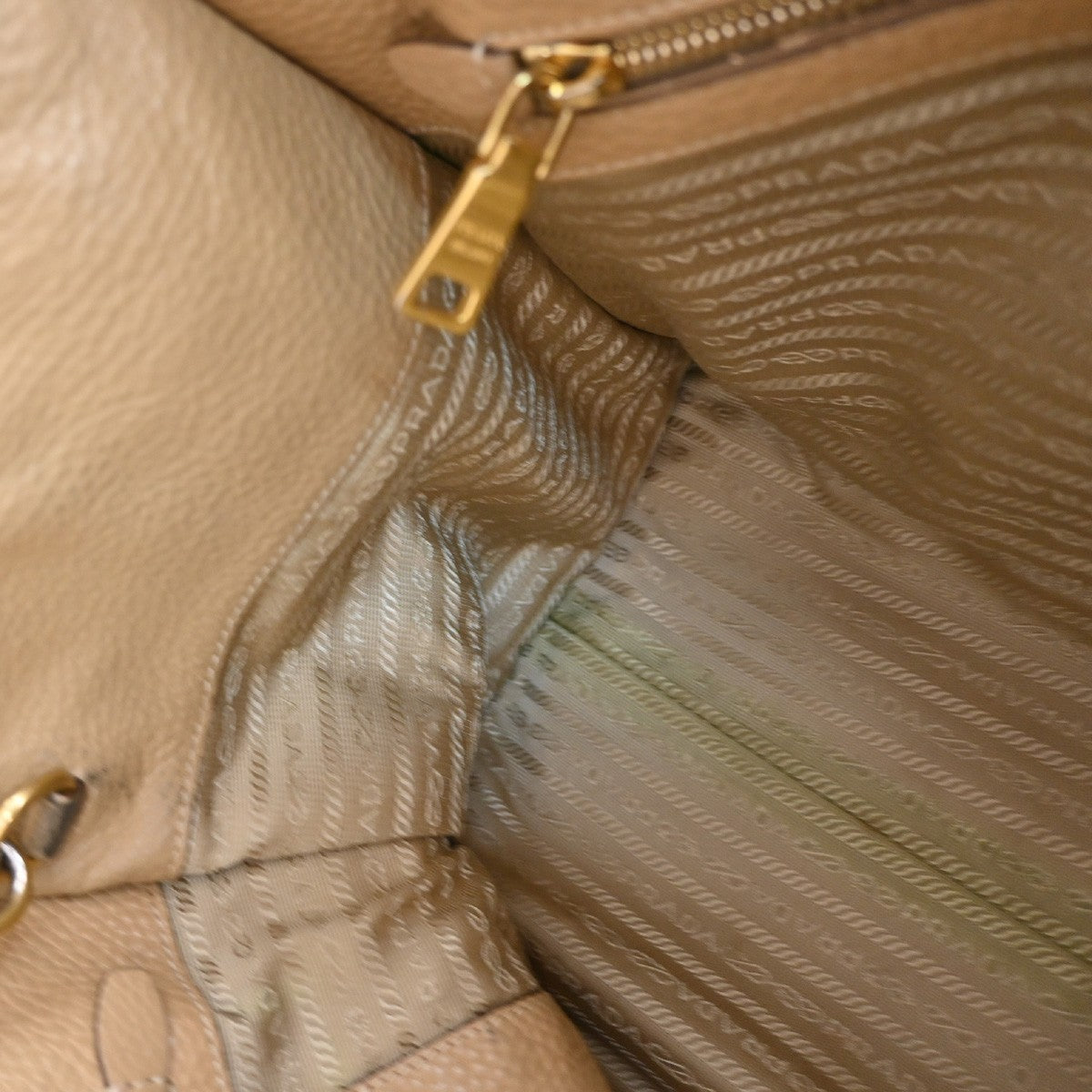 Prada Front Pocket Wing Convertible Tote Vitello Daino, BEIGE, LEATHER, Tote bag