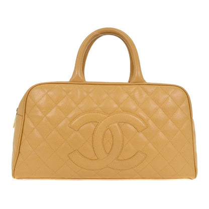 Chanel Timeless CC Bowler Bag Quilted Caviar, BEIGE, LEATHER, Travel bag