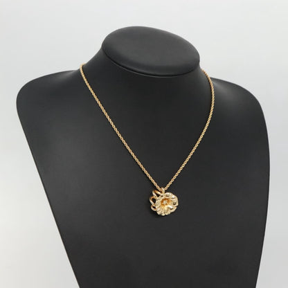 Christian Dior Logo Flower Necklace Metal, GOLD, METAL, Necklace