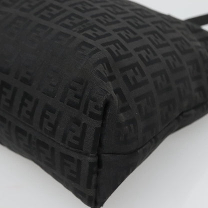 Fendi Roll Tote Zucchino Canvas, BLACK, CANVAS, Tote bag