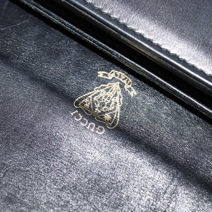 Gucci Vintage Flap Crossbody Bag Leather, BLACK, LEATHER, Shoulder bag