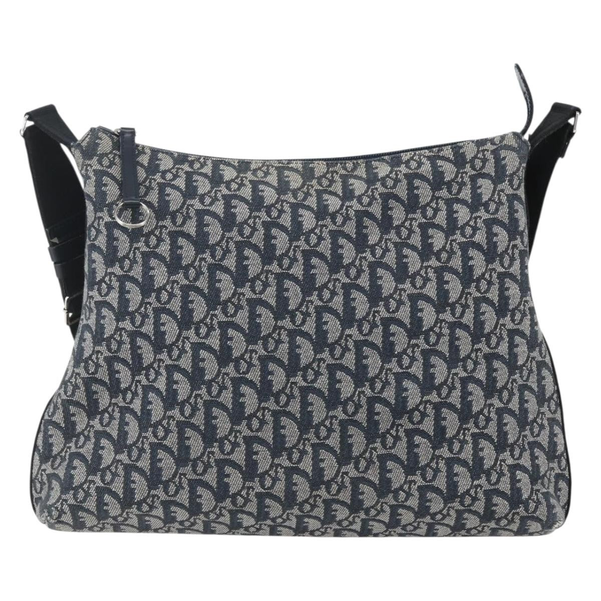 Christian Dior Vintage Trotter Shoulder Bag Canvas, NAVY, CANVAS, Shoulder bag