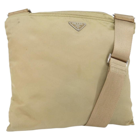 Prada Flat Messenger Bag Tessuto, BEIGE, NYLON, Shoulder bag