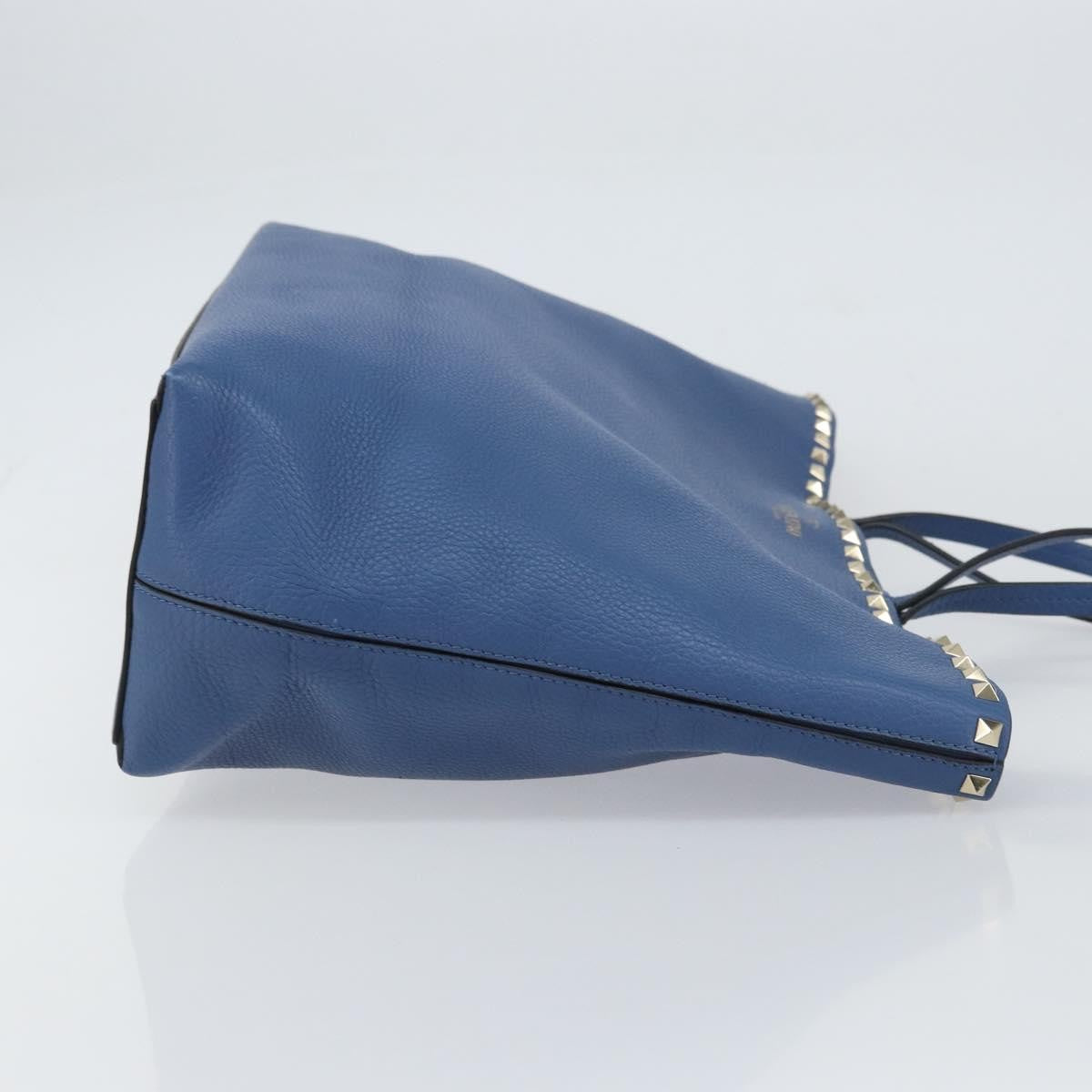 Valentino Garavani Rockstud Shopper Tote Leather, BLUE, LEATHER, Tote bag