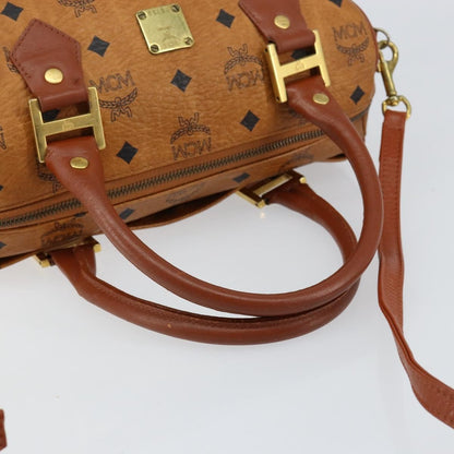 MCM Visetos Handbag Canvas and Leather, BROWN, CANVAS, Handbag