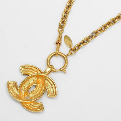 Chanel Vintage CC Pendant Necklace Quilted Metal, GOLD, GOLD_PLATED, Necklace