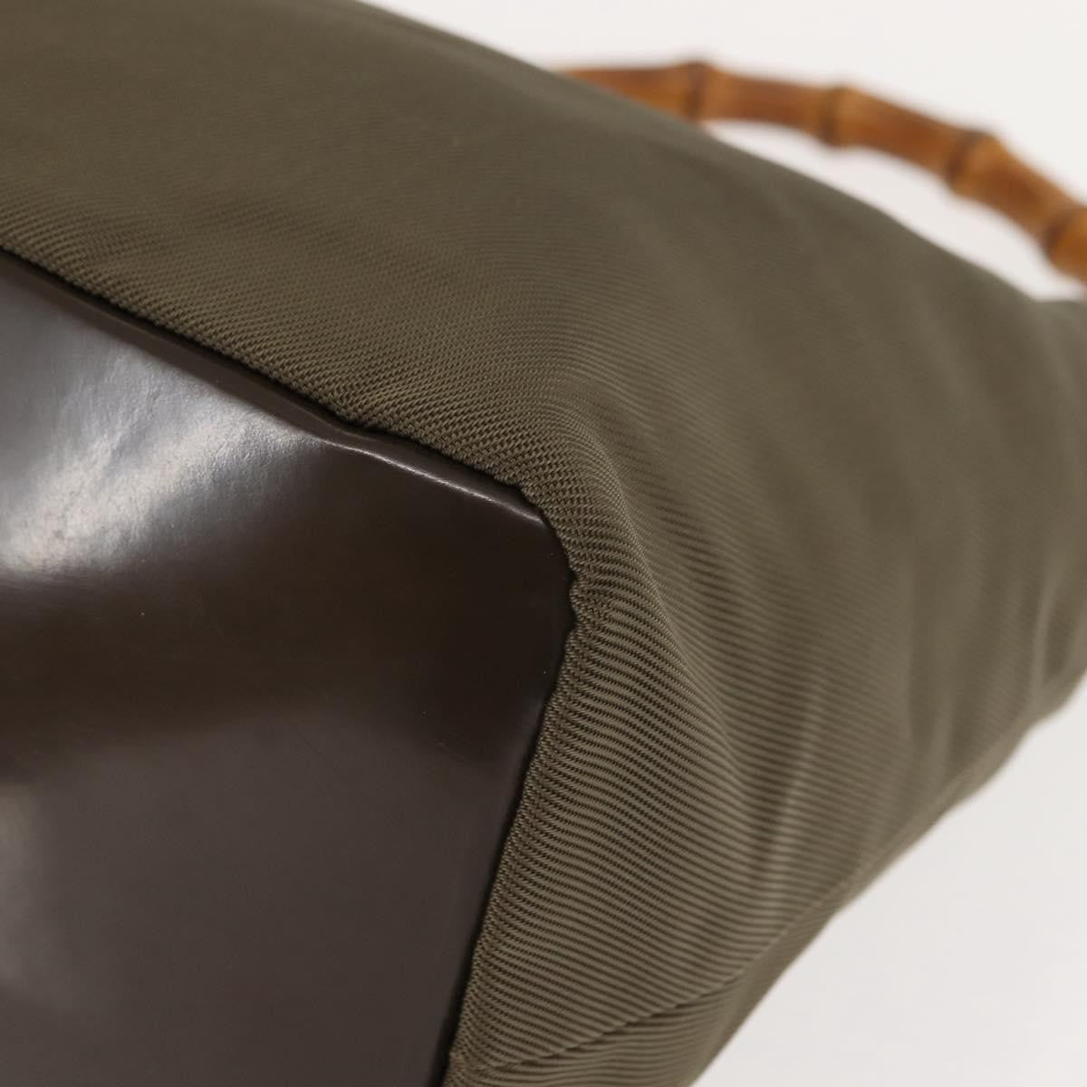 Gucci Vintage Bamboo Handle Bag Nylon, KHAKI, NYLON, Handbag