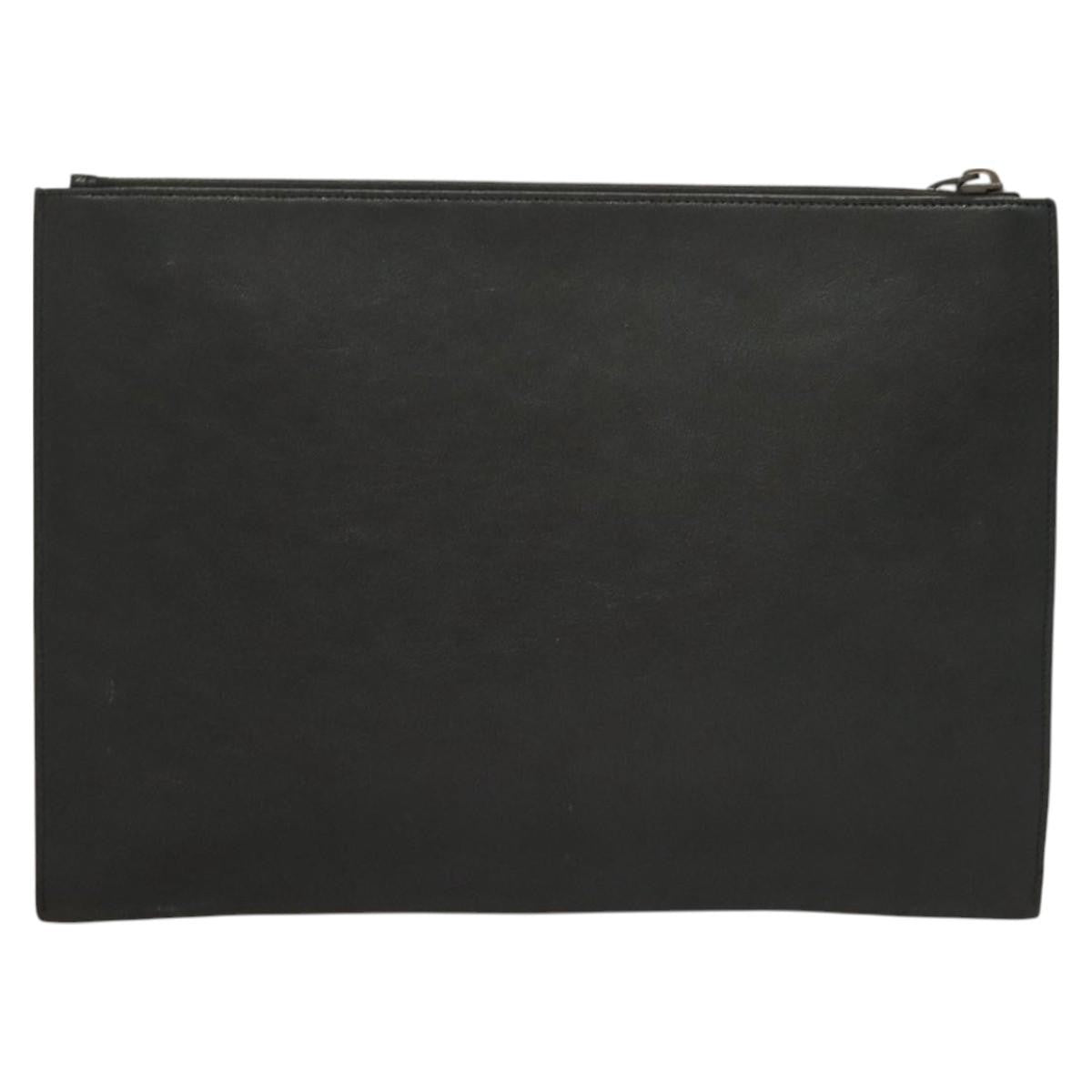 Saint Laurent Stars Zip Pouch Leather, BLACK, LEATHER, Clutche & pouche