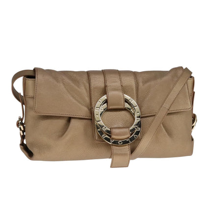 Bvlgari Chandra Flap Shoulder Bag Leather, GOLD, LEATHER, Shoulder bag