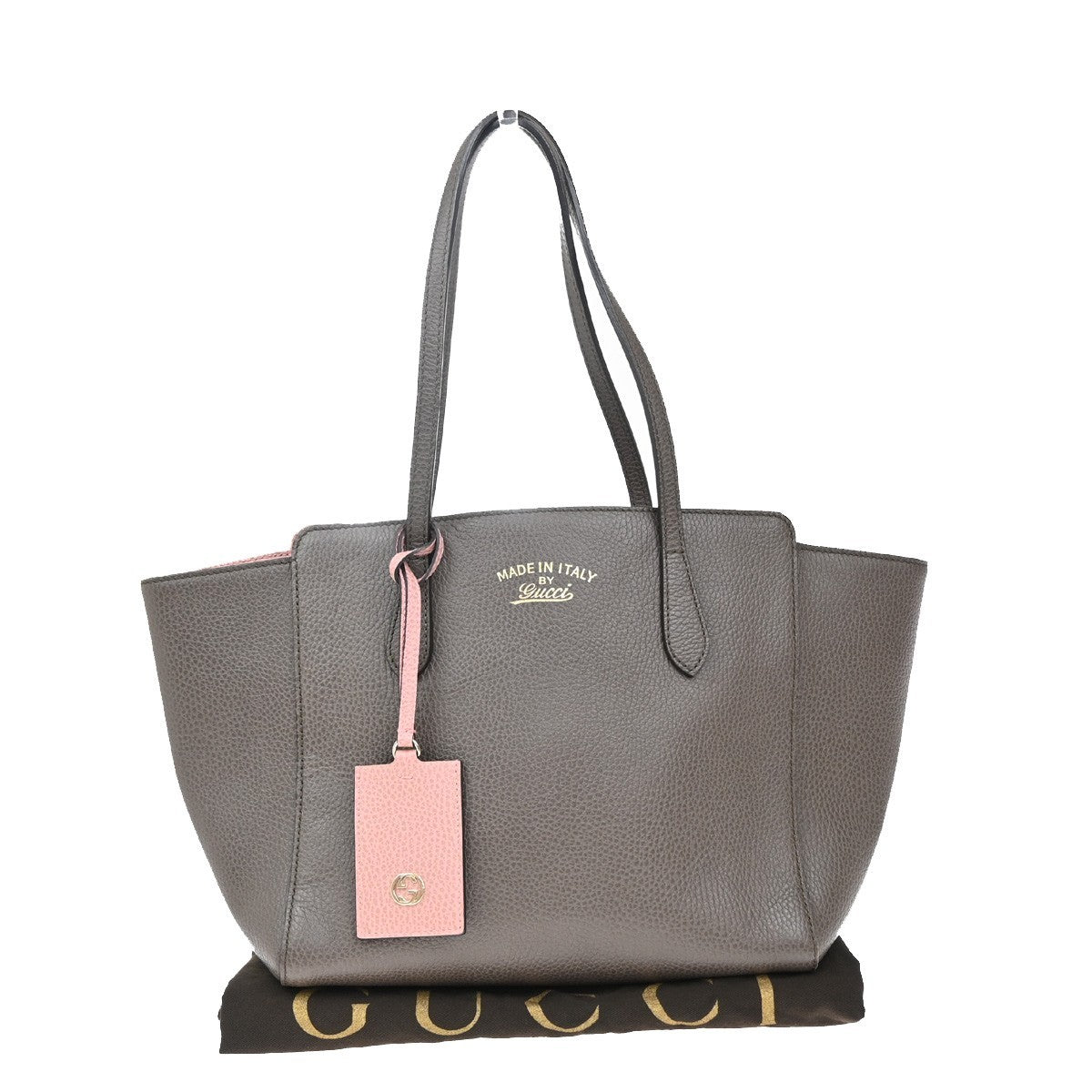 Gucci Swing Tote Leather, GRAY, LEATHER, Tote bag