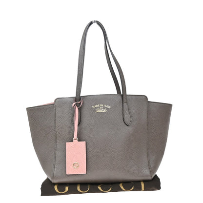 Gucci Swing Tote Leather, GRAY, LEATHER, Tote bag