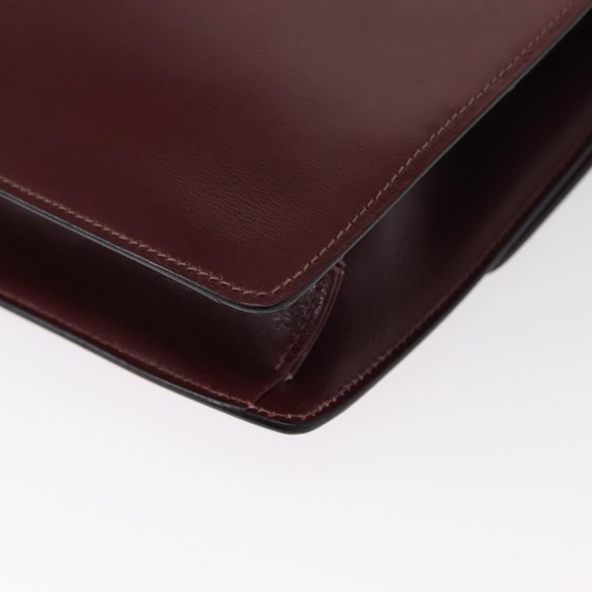 Celine Vintage Flap Shoulder Bag Leather, BURGUNDY, LEATHER, Shoulder bag