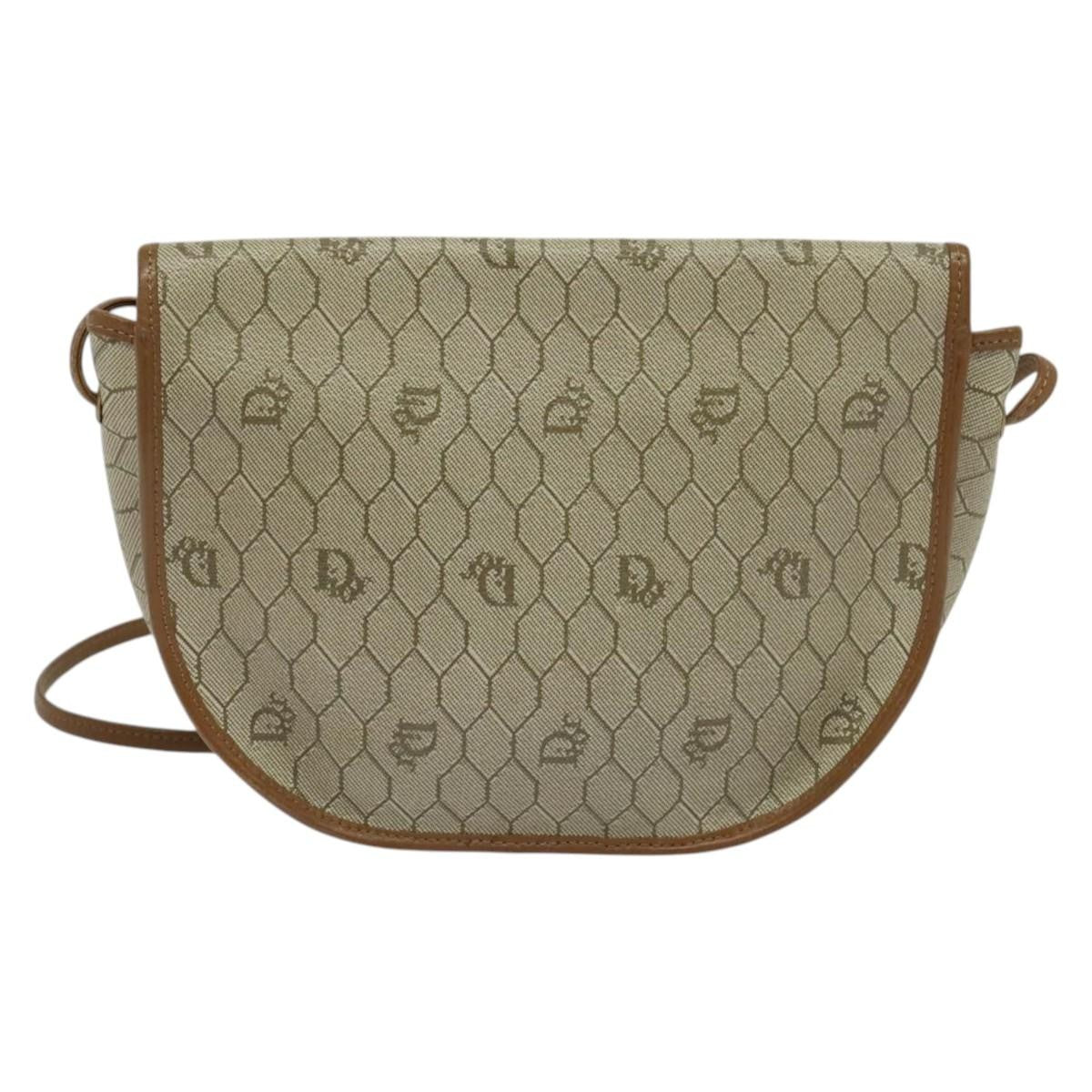 Christian Dior Vintage Honeycomb Shoulder Bag Canvas, BEIGE, CANVAS, Shoulder bag