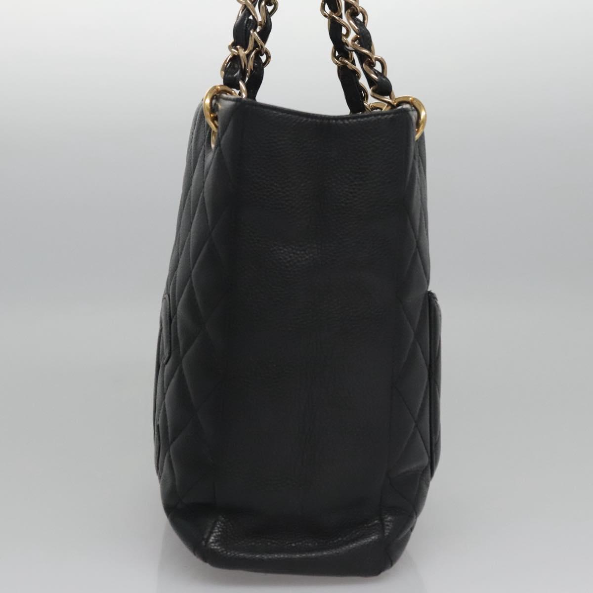 Chanel Petite Shopping Tote Quilted Caviar, BLACK, LEATHER, Tote bag