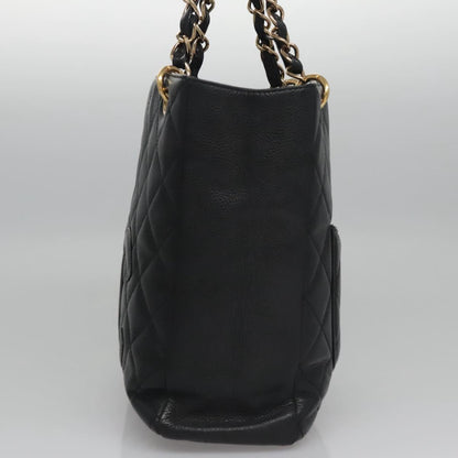 Chanel Petite Shopping Tote Quilted Caviar, BLACK, LEATHER, Tote bag