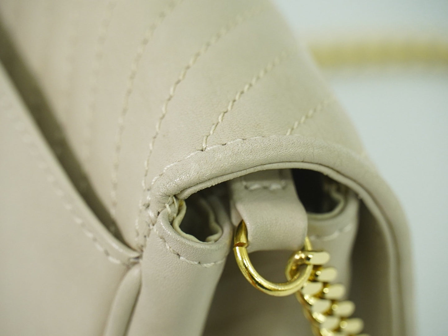 Celine Vintage Flap Shoulder Bag Quilted Leather, BEIGE, LEATHER, Shoulder bag