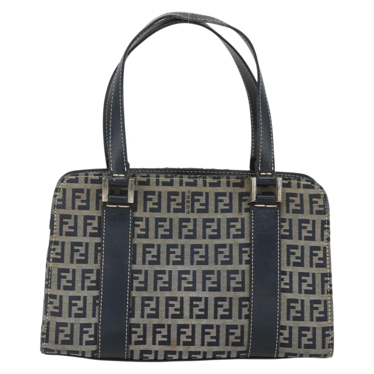 Fendi Vintage Satchel Zucchino Canvas, NAVY, CANVAS, Handbag