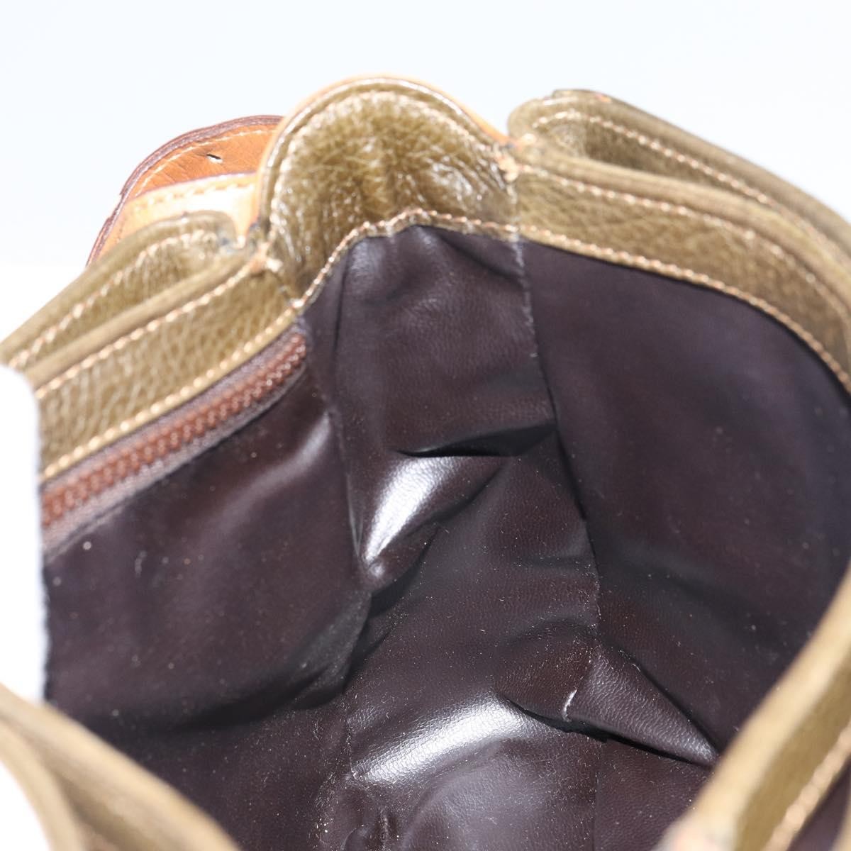 Celine Vintage Shoulder Bag Leather, KHAKI, LEATHER, Shoulder bag