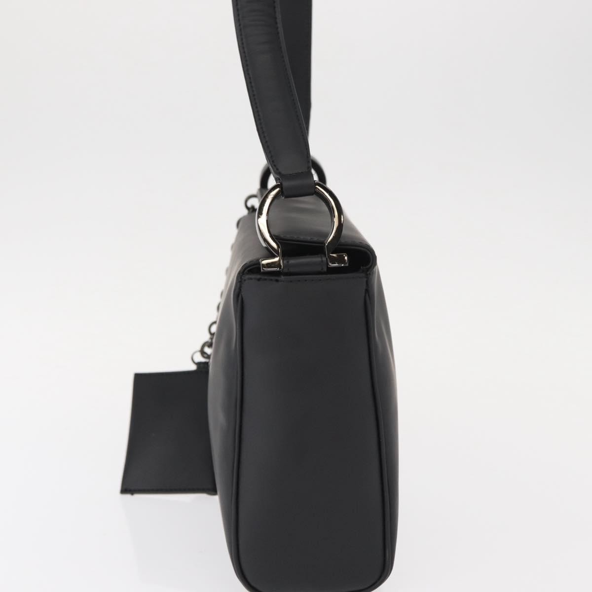 Salvatore Ferragamo Gancini Shoulder Bag Leather, BLACK, PATENT_LEATHER, Shoulder bag