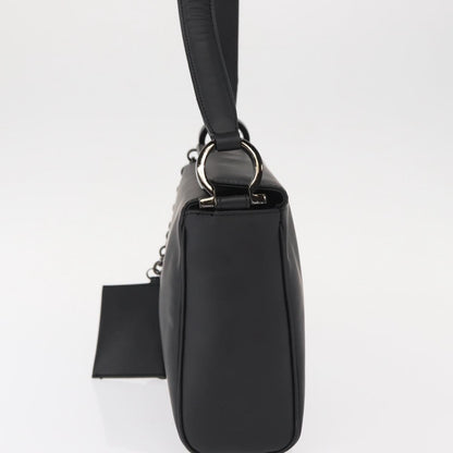 Salvatore Ferragamo Gancini Shoulder Bag Leather, BLACK, PATENT_LEATHER, Shoulder bag