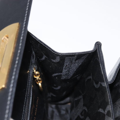 Salvatore Ferragamo Gancini Convertible Top Handle Bag Leather, BLACK, LEATHER, Handbag