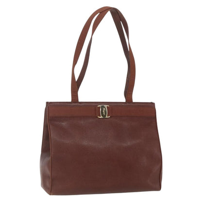 Salvatore Ferragamo Vala Shoulder Bag Leather, BROWN, LEATHER, Shoulder bag