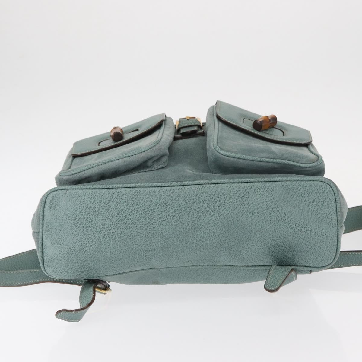 Gucci Vintage Bamboo Backpack Suede, TURQUOISE, SUEDE, Backpack