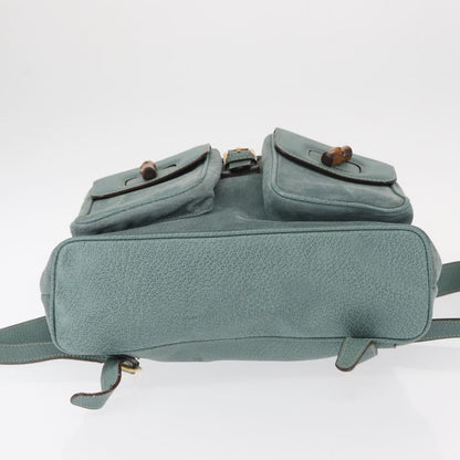 Gucci Vintage Bamboo Backpack Suede, TURQUOISE, SUEDE, Backpack