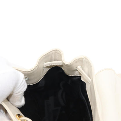 Salvatore Ferragamo Gancini Flap Drawstring Backpack Leather, WHITE, LEATHER, Backpack