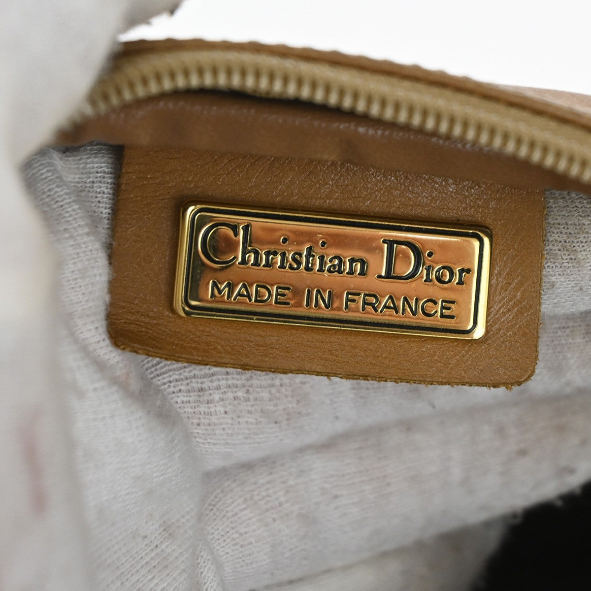 Christian Dior Vintage Honeycomb Shoulder Bag Canvas and Leather, BEIGE, CANVAS, Shoulder bag