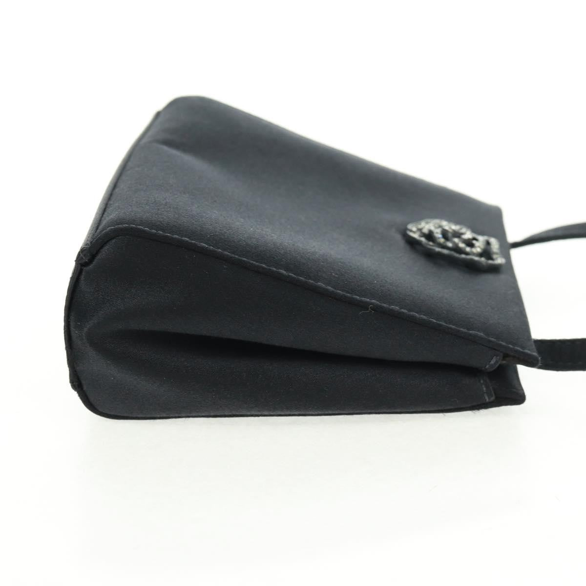Chanel Vintage Crystal Camellia Evening Bag Satin, BLACK, SATIN, Shoulder bag