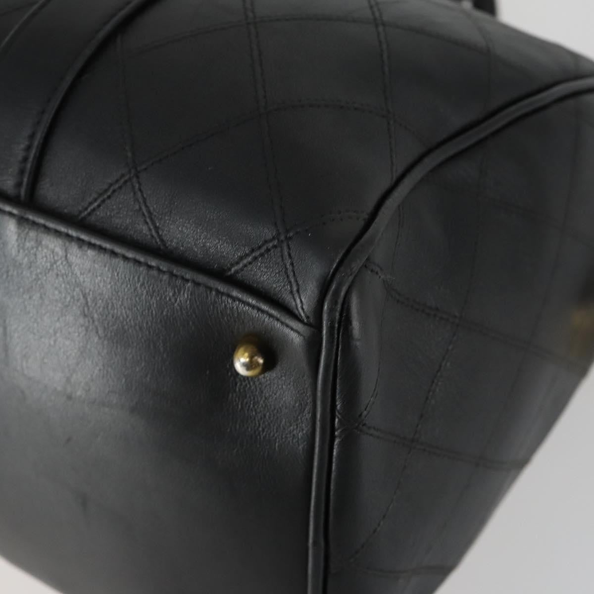 Chanel Vintage Diamond Stitch Boston Bag Quilted Lambskin, BLACK, LEATHER, Travel bag