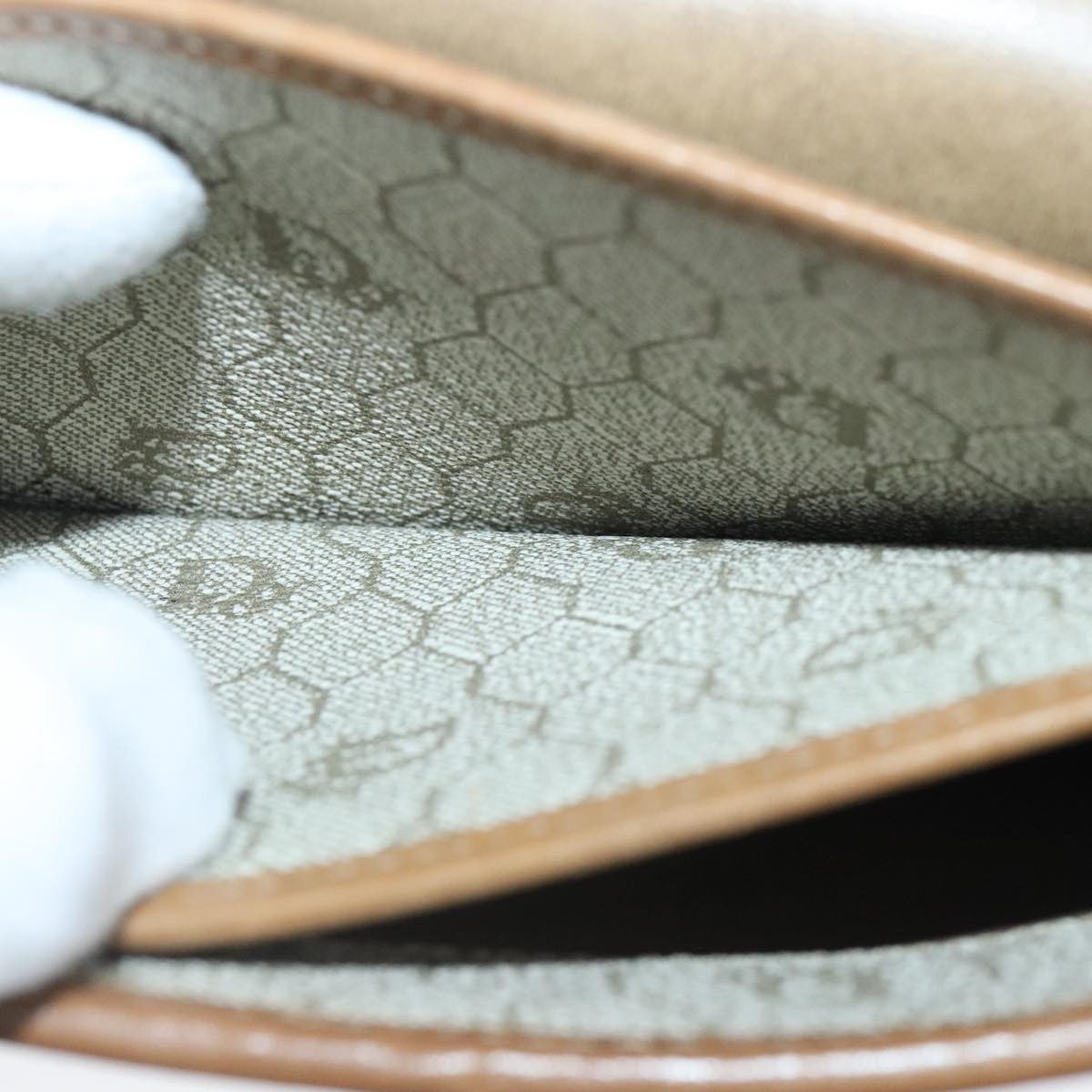 Christian Dior Vintage Honeycomb chain Canvas, BEIGE, CANVAS, Handbag