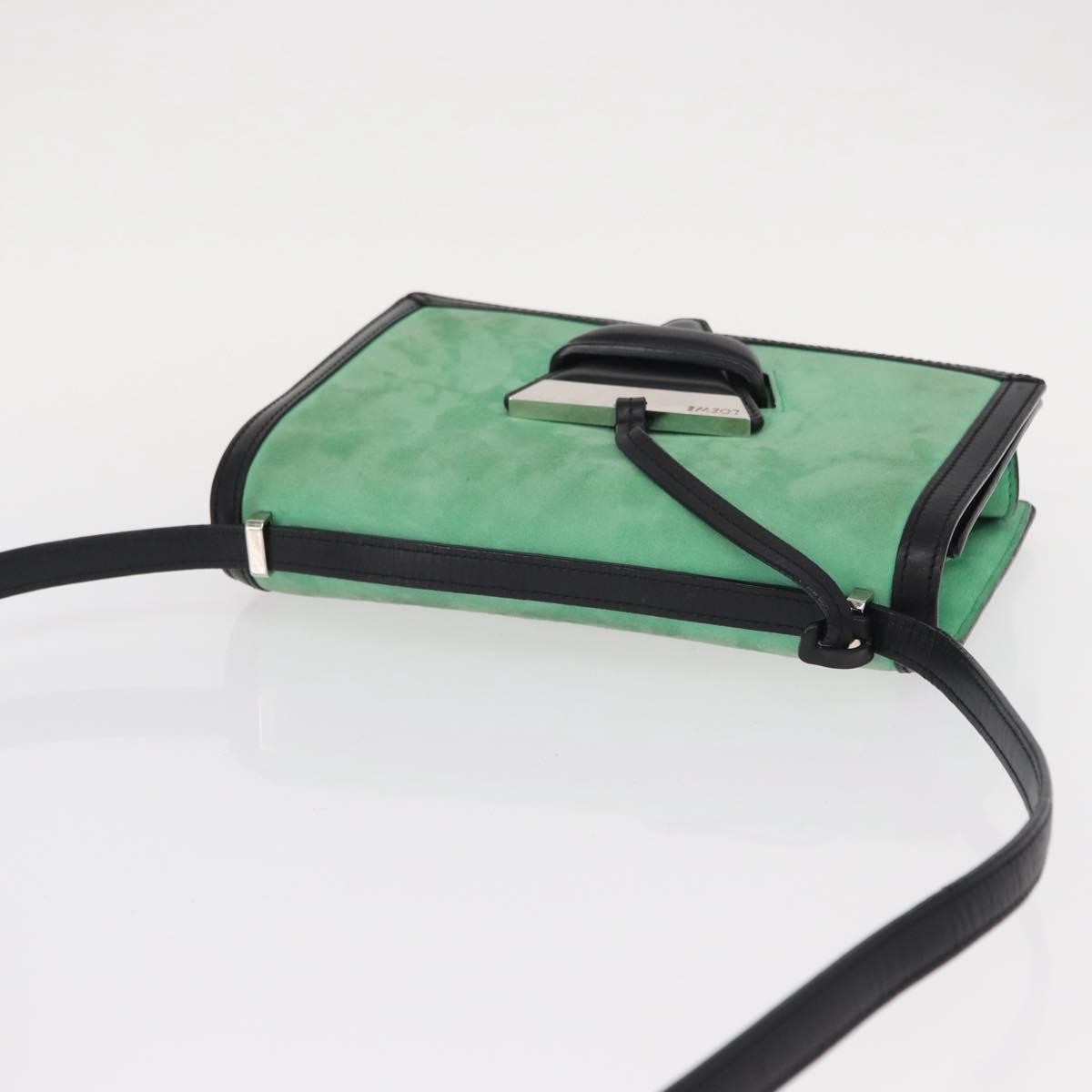 Loewe Barcelona Shoulder Bag Suede with Leather, GREEN, SUEDE, Shoulder bag