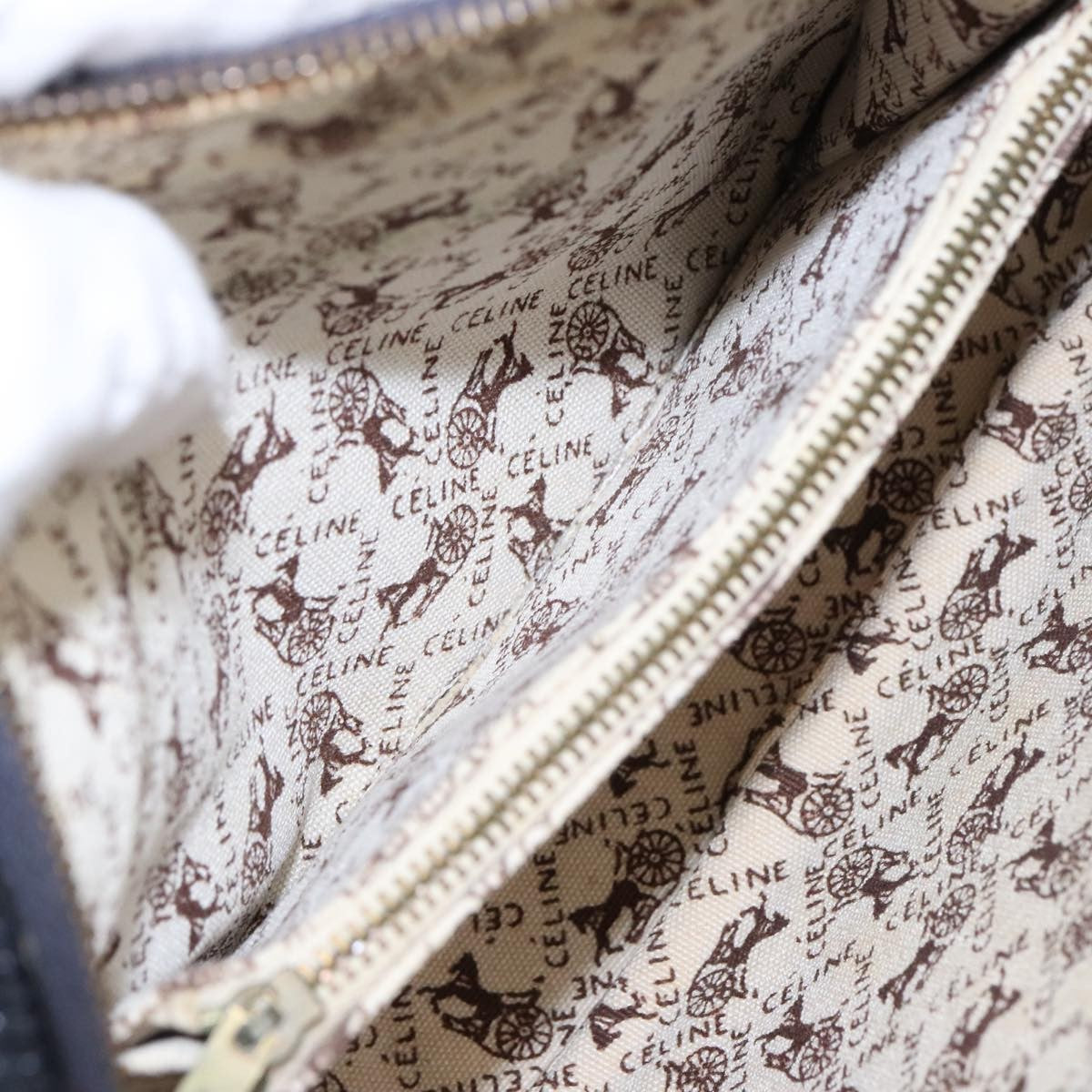 Celine Shoulder Bag Leather, BLACK, LEATHER, Shoulder bag