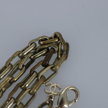 Chanel Vintage Double Strand CC Pendant Necklace Metal with Crystals, GOLD, METAL, Necklace