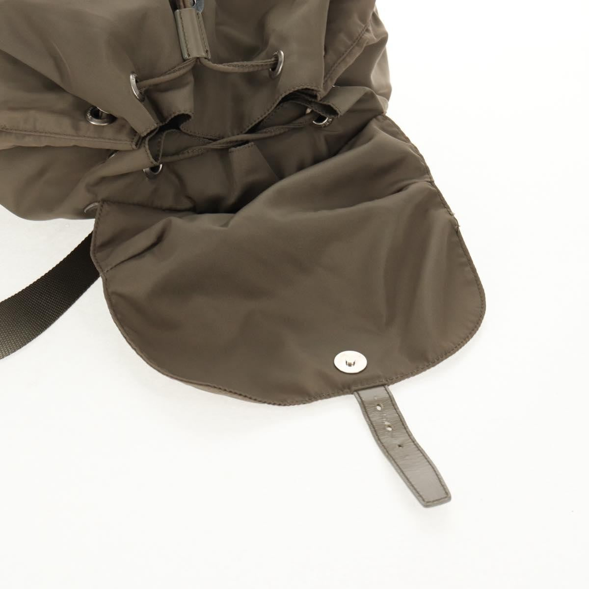 Prada Vela Double Front Pocket Backpack Tessuto with Saffiano Leather, GRAY, NYLON, Backpack