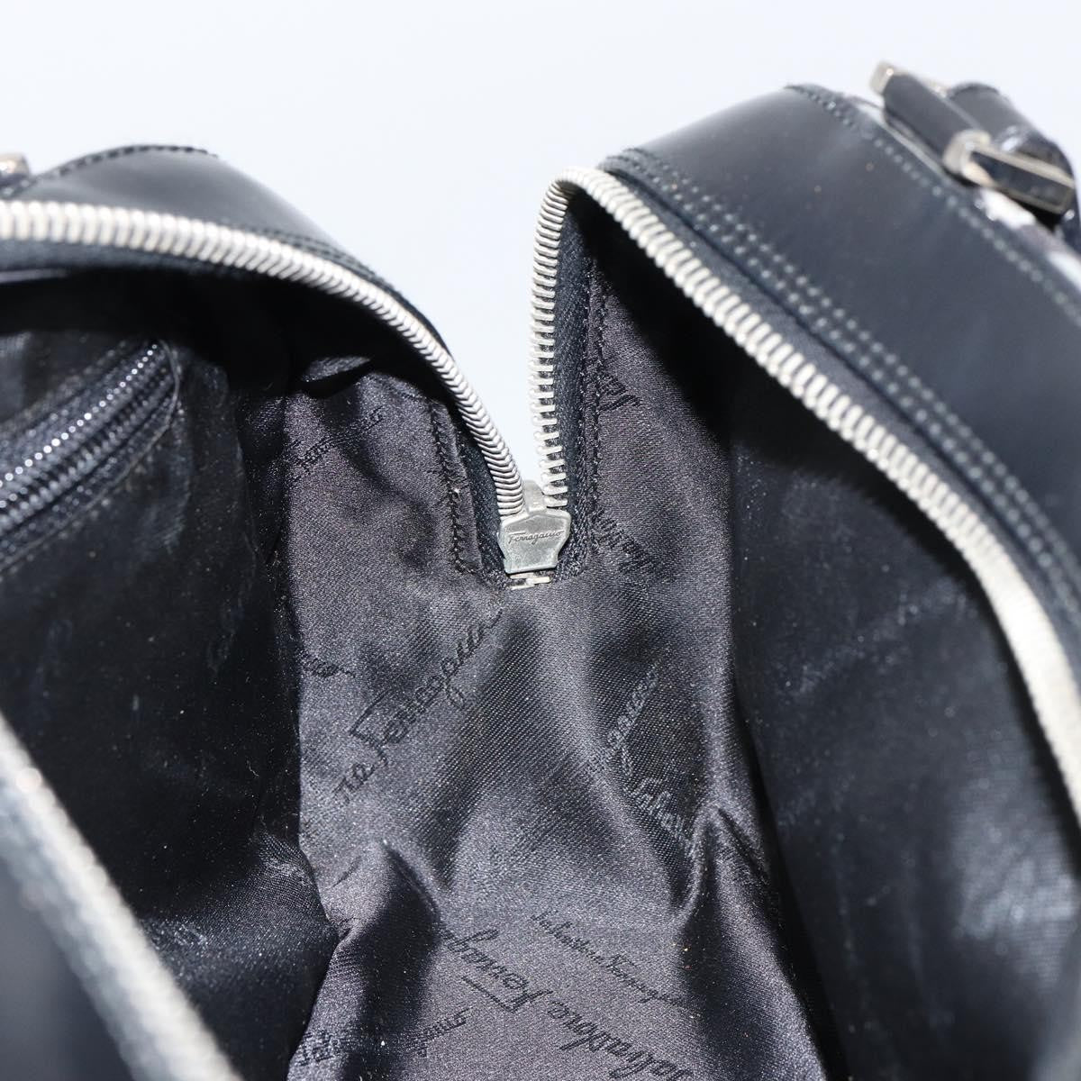 Salvatore Ferragamo Gancini handbag Leather, BLACK, LEATHER, Handbag