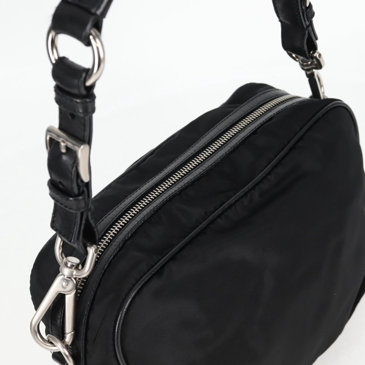 Prada Vintage Front Pocket Shoulder Bag Nylon, BLACK, NYLON, Shoulder bag