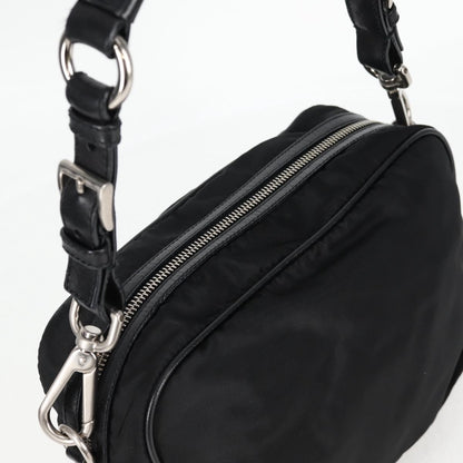 Prada Vintage Front Pocket Shoulder Bag Nylon, BLACK, NYLON, Shoulder bag