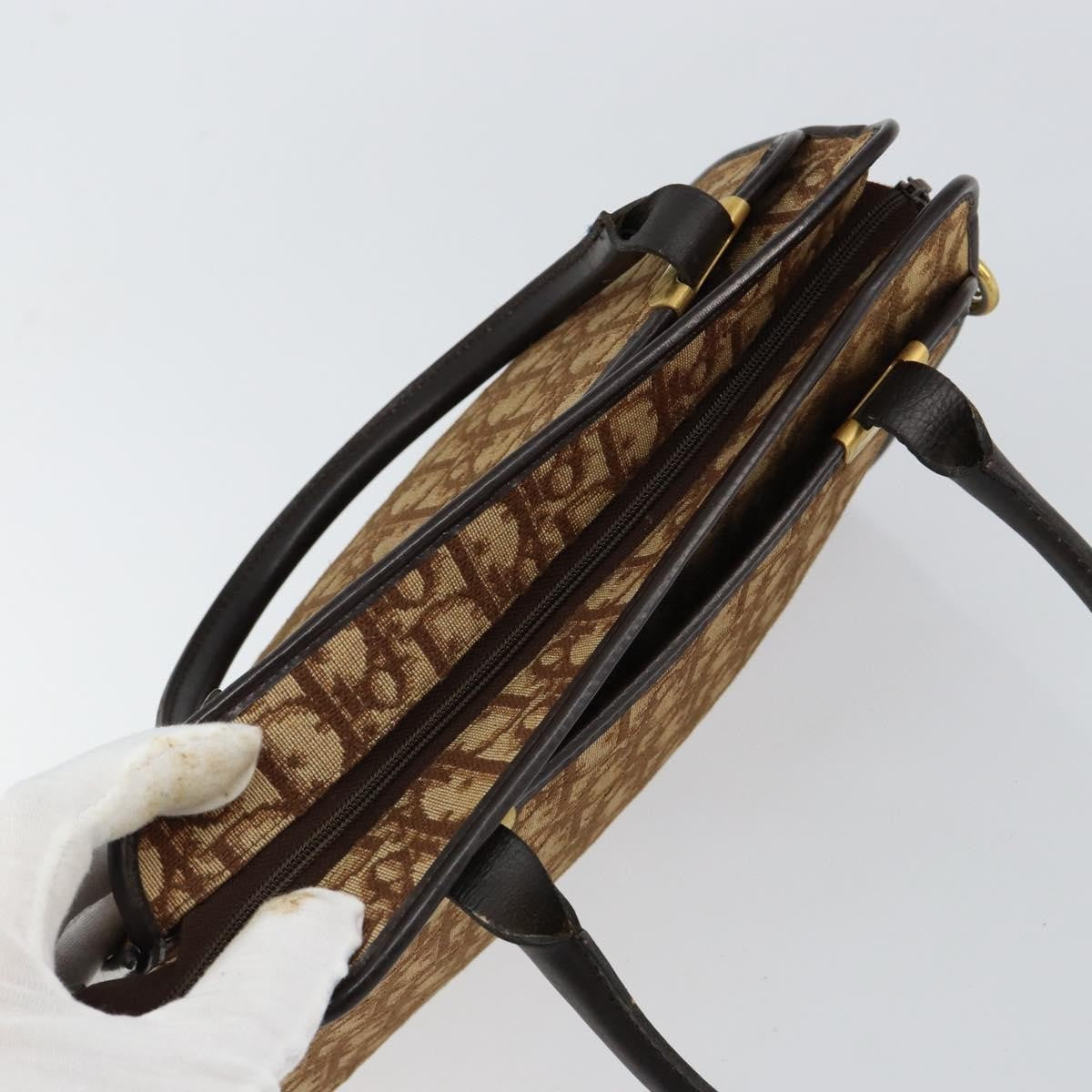 Christian Dior Vintage Trotter Handbag Canvas, BEIGE, CANVAS, Handbag