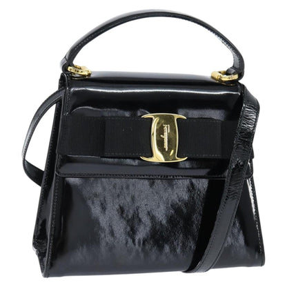 Salvatore Ferragamo Vala Handbag Patent leather, BLACK, PATENT_LEATHER, Handbag