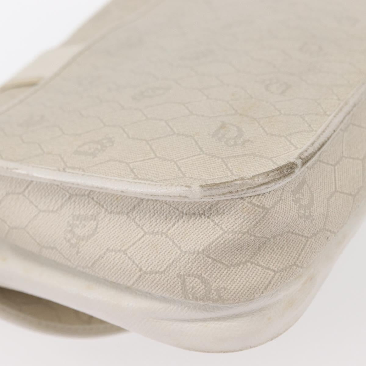 Christian Dior Vintage Honeycomb Flap Crossbody Bag Canvas and Leather, WHITE, CANVAS, Shoulder bag