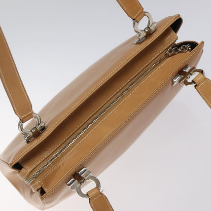 Salvatore Ferragamo Gancini Shoulder Bag Leather, BROWN, LEATHER, Shoulder bag