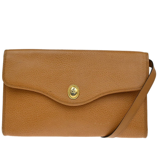 Christian Dior Vintage CD Logo Shoulder Bag Leather, BROWN, LEATHER, Shoulder bag