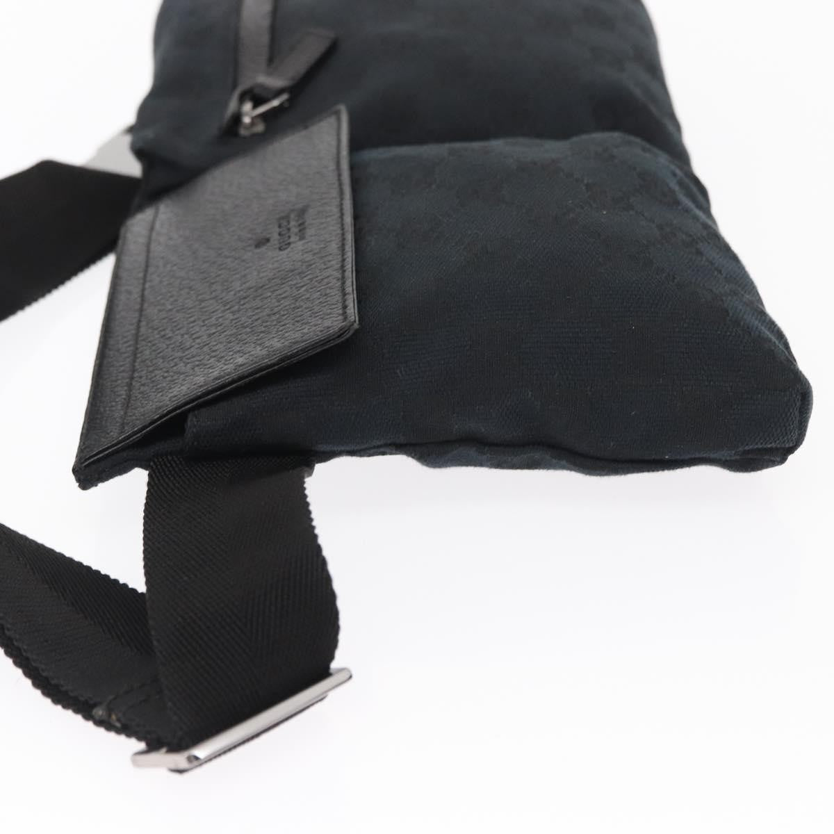 Gucci Vintage Double Belt Bag GG Canvas with Leather, BLACK, CANVAS, Clutche & pouche