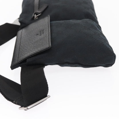 Gucci Vintage Double Belt Bag GG Canvas with Leather, BLACK, CANVAS, Clutche & pouche